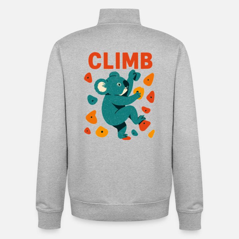 Bouldern Koala Koalabär Aufstieg Klettern Geschenk - Unisex Organic Zip Sweatshirt von Stanley/Stella - Grau meliert