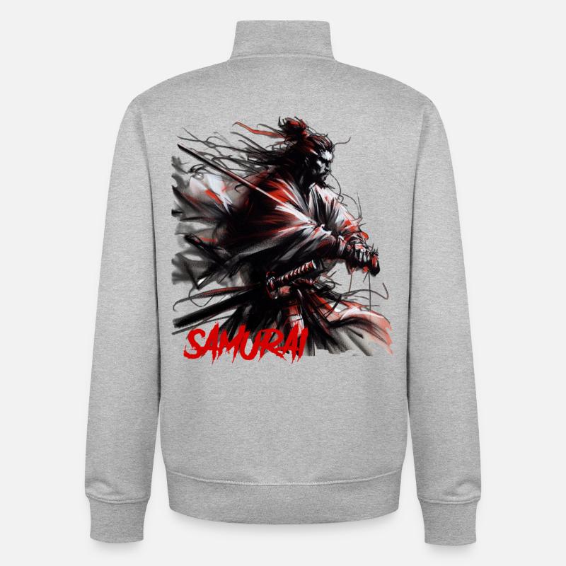Samurai - Unisex Organic Zip Sweatshirt by Stanley/Stella - heather grey