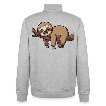 Sleeping sloth on branch - Unisex Organic Zip Sweatshirt by Stanley/Stella - heather grey - Back - AI Model Male 185 light (185cm)