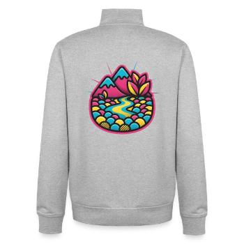 Bunte Flusslandschaft Candystyle - Unisex Organic Zip Sweatshirt von Stanley/Stella - Grau meliert - Hinten - AI Model Male 185 light (185cm)