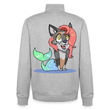 Coral (Chibi Version) (by Leni Riosa) - Unisex Organic Zip Sweatshirt by Stanley/Stella - heather grey - Back - AI Model Male 185 light (185cm)