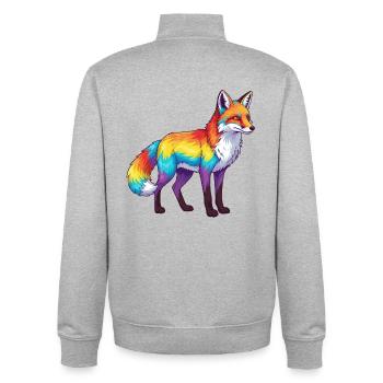 Colorful Fox Rainbow Pop Art Watercolor - Unisex Organic Zip Sweatshirt by Stanley/Stella - heather grey - Back - AI Model Male 185 light (185cm)
