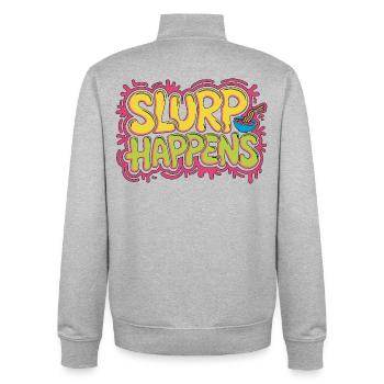 Succion de ramen se fait Plat japonais bol de nouilles - Sweat zippé unisexe en coton bio Stanley/Stella - gris chiné - Dos - AI Model Male 185 light (185cm)