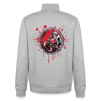 BMX Sprung durch eine Kette - Unisex Organic Zip Sweatshirt von Stanley/Stella - Grau meliert - Hinten - AI Model Male 185 light (185cm)