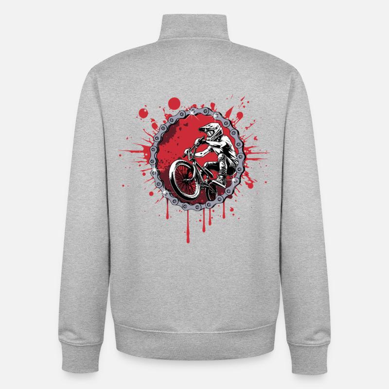BMX Sprung durch eine Kette - Unisex Organic Zip Sweatshirt von Stanley/Stella - Grau meliert