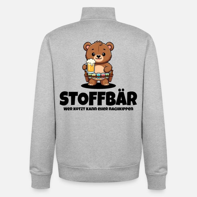 Stuffed Bear - Teddy Bear Motif - Unisex Organic Zip Sweatshirt by Stanley/Stella - heather grey
