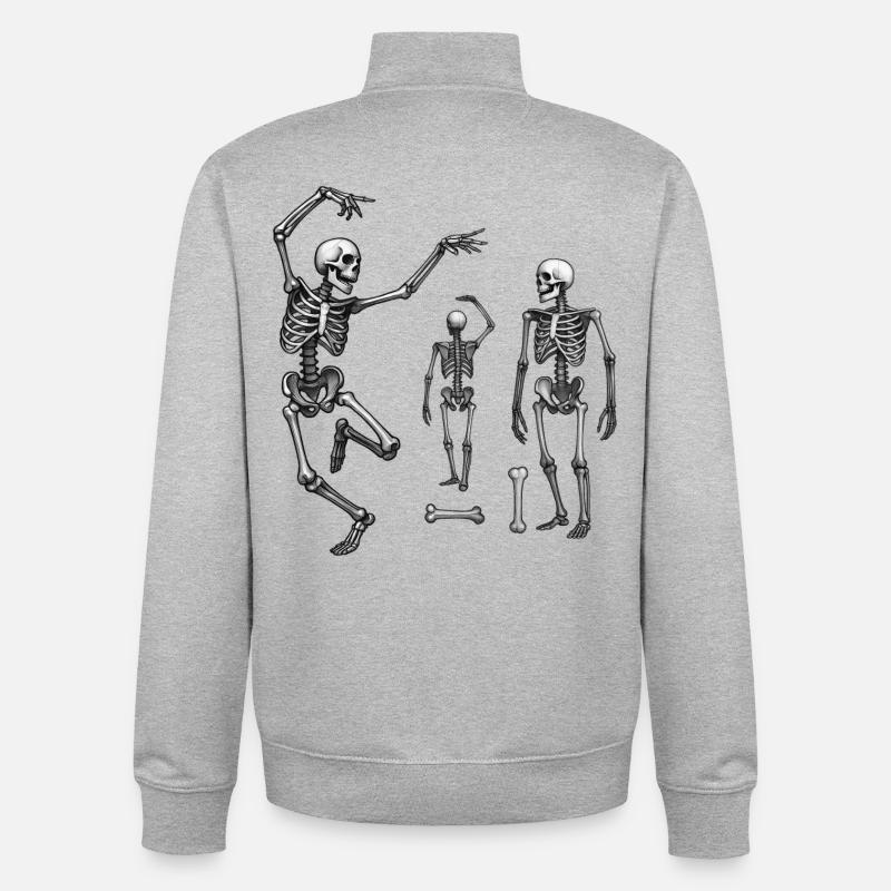 SKELETONS DANCER #1 - black & white - Sweat zippé unisexe en coton bio Stanley/Stella - gris chiné