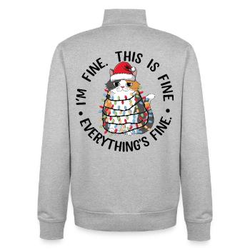 Katzengirlande und Weihnachtshut - Unisex Organic Zip Sweatshirt von Stanley/Stella - Grau meliert - Hinten - AI Model Male 185 light (185cm)