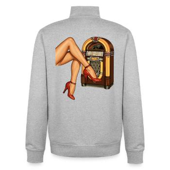 Rockabilly des années 50 Talons Épinglés Jambes Épinglées Jukebox Rétro - Sweat zippé unisexe en coton bio Stanley/Stella - gris chiné - Dos - AI Model Male 185 light (185cm)