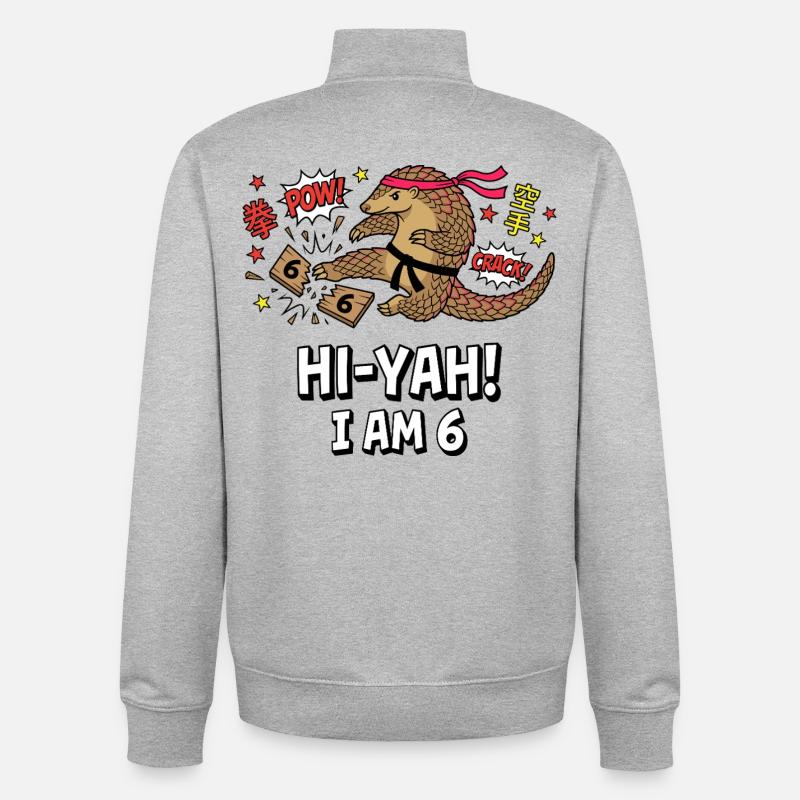 Hi-Yah I Am 6 Karate Pangolin - Unisex Organic Zip Sweatshirt von Stanley/Stella - Grau meliert
