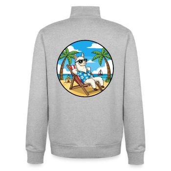 Coole Llama Beach Urlaubs-Sommer-Vibes - Unisex Organic Zip Sweatshirt von Stanley/Stella - Grau meliert - Hinten - AI Model Male 185 light (185cm)