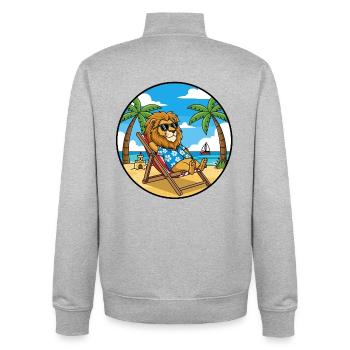Coole Lion Beach Urlaubs-Sommerstimmung - Unisex Organic Zip Sweatshirt von Stanley/Stella - Grau meliert - Hinten - AI Model Male 185 light (185cm)