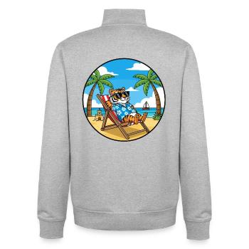 Coole Tiger Beach Vacation Sommer-Vibes - Unisex Organic Zip Sweatshirt von Stanley/Stella - Grau meliert - Hinten - AI Model Male 185 light (185cm)