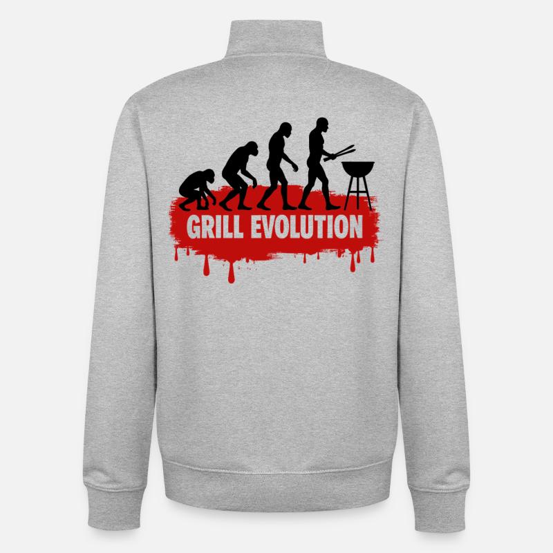 Évolution du grill - Sweat zippé unisexe en coton bio Stanley/Stella - gris chiné