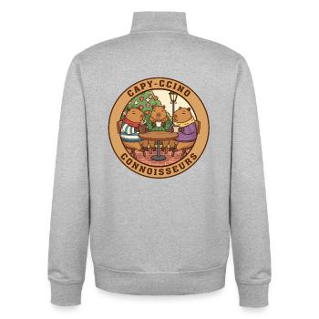 Capybara Capyccino Connoisseurs Coffee Club - Unisex Organic Zip Sweatshirt by Stanley/Stella - heather grey - Back - AI Model Male 185 light (185cm)