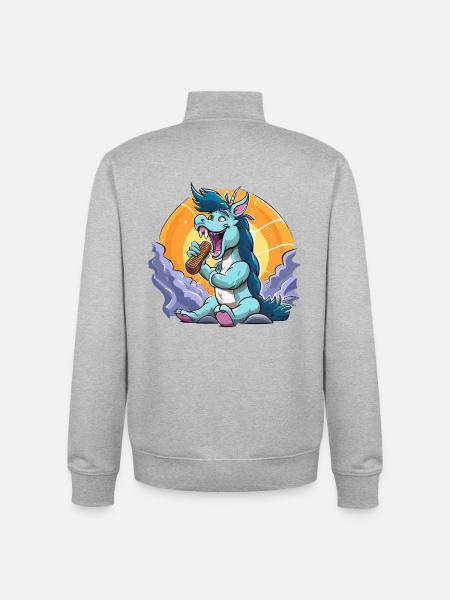 Blauer Drachen-Sänger vor Sonnenkreis - Unisex Organic Zip Sweatshirt von Stanley/Stella - Grau meliert