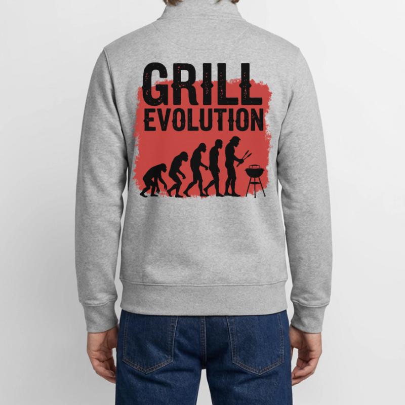 Grill Evolution Funny Grill Master Saying Unisex Organic Zip Sweatshirt by Stanley/Stella