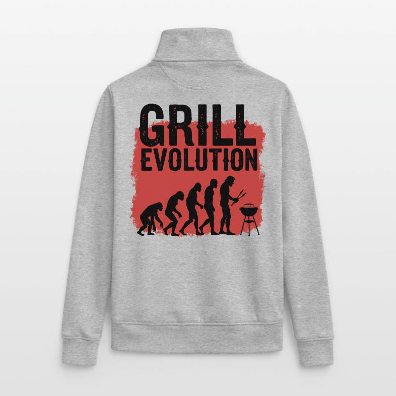 Grill Evolution Funny Grill Master Saying Unisex Organic Zip Sweatshirt by Stanley/Stella