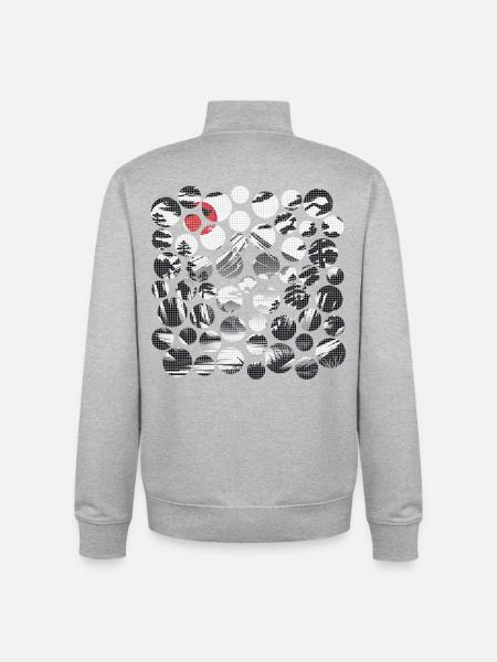 Japanese Mountain Landscape with Mount Fuji and Sun - Unisex Organic Zip Sweatshirt by Stanley/Stella - heather grey