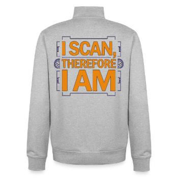 MRI Tech I Scan Therefore I Am MRI Technologist - Unisex Organic Zip Sweatshirt by Stanley/Stella - heather grey - Back - AI Model Male 185 light (185cm)