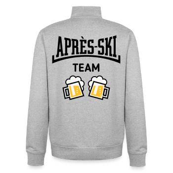 Après-Ski Team (Bier Apres Ski Konkav / POS 3C) - Unisex Organic Zip Sweatshirt von Stanley/Stella - Grau meliert - Hinten - AI Model Male 185 light (185cm)