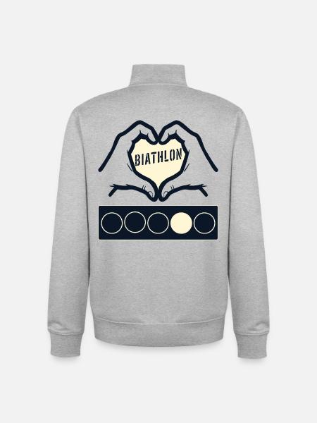Biathlon-Winter – Liebesherz - Unisex Organic Zip Sweatshirt von Stanley/Stella - Grau meliert