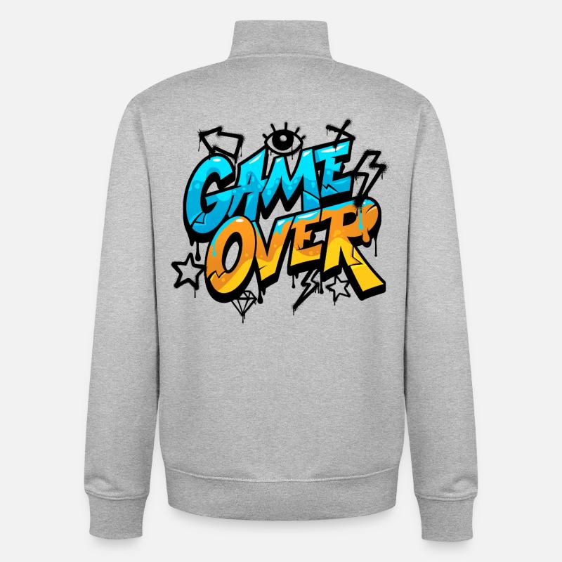 Game Over Graffiti Neon Gradient - Sweat zippé unisexe en coton bio Stanley/Stella - gris chiné