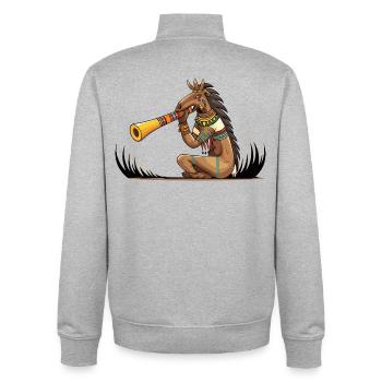 Tribal Horse Trumpeter Illustration - Unisex Organic Zip Sweatshirt by Stanley/Stella - heather grey - Back - AI Model Male 185 light (185cm)