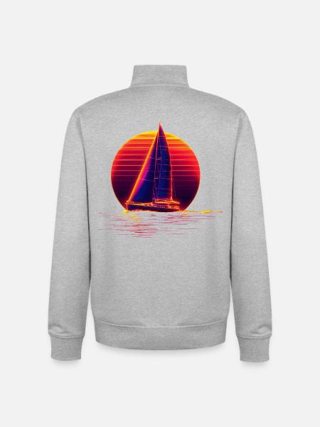 Retro Sailing - Sweat zippé unisexe en coton bio Stanley/Stella - gris chiné