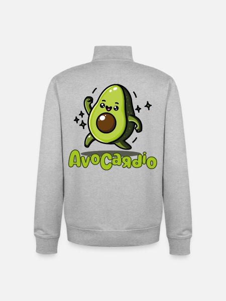 AvoCadío Avocado Cartoon - Unisex Organic Zip Sweatshirt by Stanley/Stella - heather grey