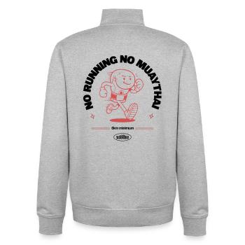 NO RUNNING NO MUAYTHAI - Sweat zippé unisexe en coton bio Stanley/Stella - gris chiné - Dos - AI Model Male 185 light (185cm)