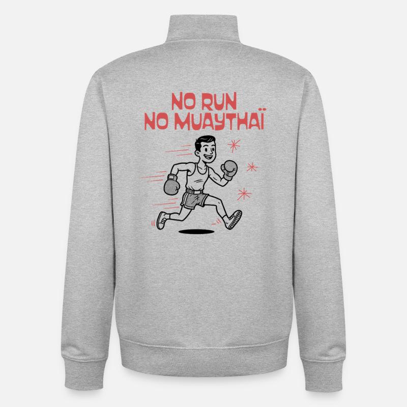 NO RUN NO MUAYTHAI - Unisex Organic Zip Sweatshirt von Stanley/Stella - Grau meliert