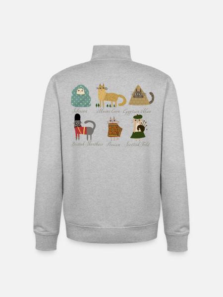 Cat breeds - Unisex Organic Zip Sweatshirt by Stanley/Stella - heather grey