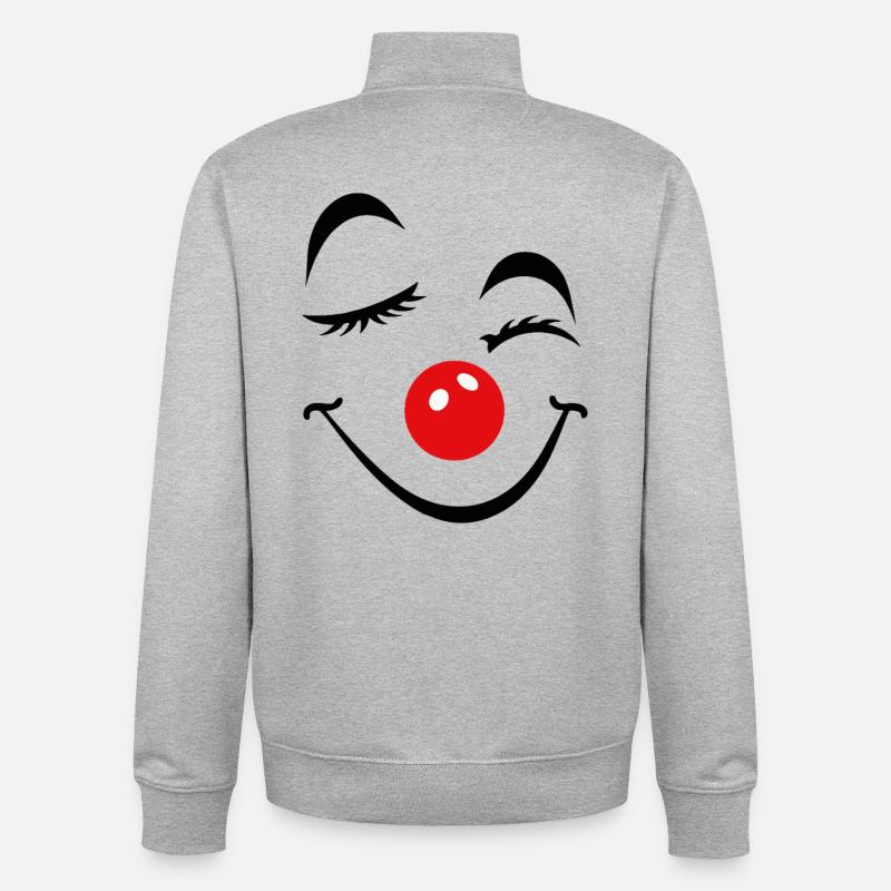 Cheerful Clown Face Carnival Carnival Carnival - Unisex Organic Zip Sweatshirt by Stanley/Stella - heather grey