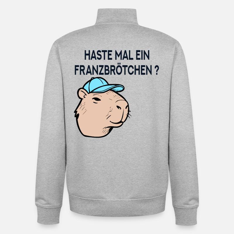 Franzbrötchen Hambourg Capybara - Sweat zippé unisexe en coton bio Stanley/Stella - gris chiné