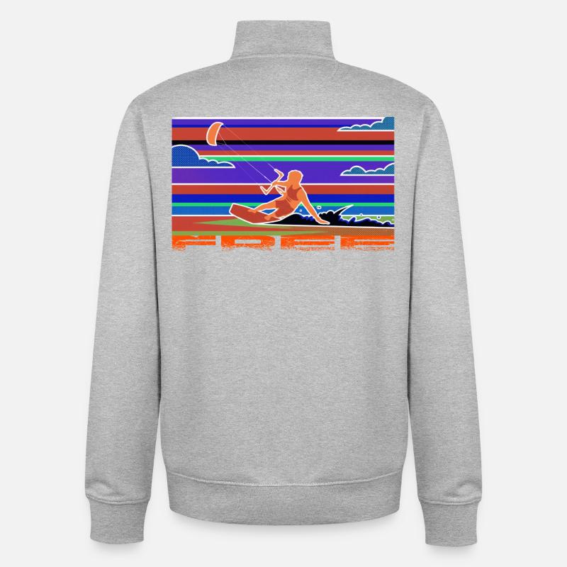 Kitesurf - Unisex Organic Zip Sweatshirt von Stanley/Stella - Grau meliert