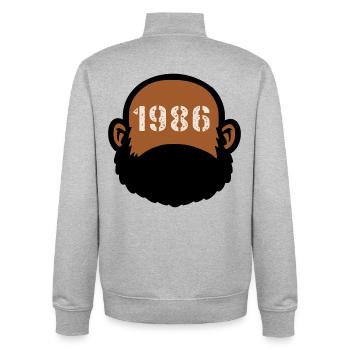 1986 Birthday POC MAN DAD - Unisex Organic Zip Sweatshirt by Stanley/Stella - heather grey - Back - AI Model Male 185 light (185cm)