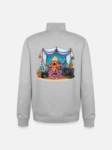 Influenceuse pieuvre sur scène - Sweat zippé unisexe en coton bio Stanley/Stella - gris chiné