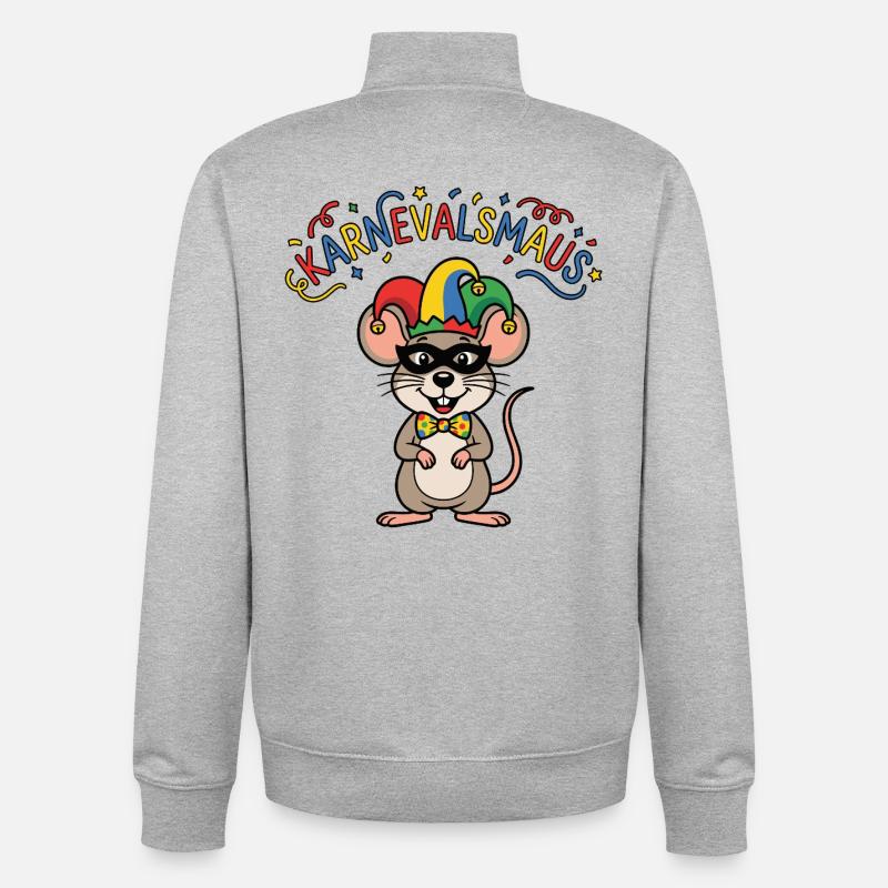 Karnevalsmaus Karneval Köln Kölner Karnevals Maus - Unisex Organic Zip Sweatshirt von Stanley/Stella - Grau meliert