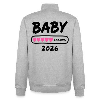 Baby Loading 2026 Parents enceintes - Sweat zippé unisexe en coton bio Stanley/Stella - gris chiné - Dos - AI Model Male 185 light (185cm)