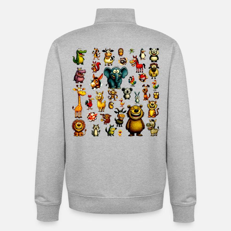 My First Animals - Cute Learning Design - Unisex Organic Zip Sweatshirt by Stanley/Stella - heather grey