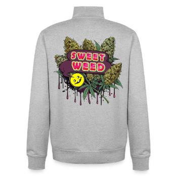 Sweet Weed - Unisex Organic Zip Sweatshirt by Stanley/Stella - heather grey - Back - AI Model Male 185 light (185cm)