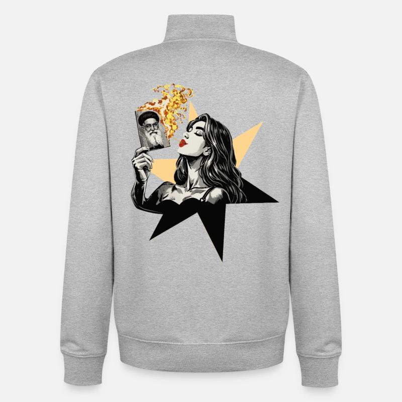 Frau Feuer 1 - Unisex Organic Zip Sweatshirt von Stanley/Stella - Grau meliert