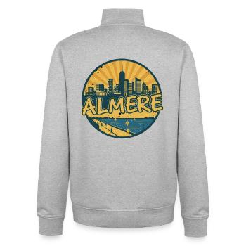 Almere City Skyline Vintage Retro-Abzeichen - Unisex Organic Zip Sweatshirt von Stanley/Stella - Grau meliert - Hinten - AI Model Male 185 light (185cm)