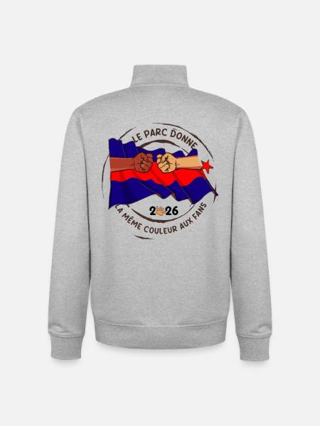 Le_Parc_donne_la_meme_couleur_aux_fans - Unisex Organic Zip Sweatshirt by Stanley/Stella - heather grey