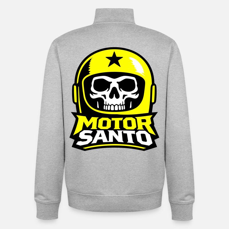 Motor Santo Skull Logo - Unisex Organic Zip Sweatshirt by Stanley/Stella - heather grey