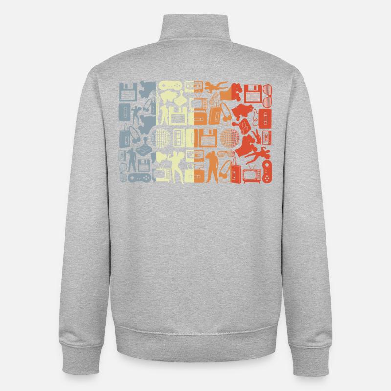 Silhouette de cassette musicale - Sweat zippé unisexe en coton bio Stanley/Stella - gris chiné