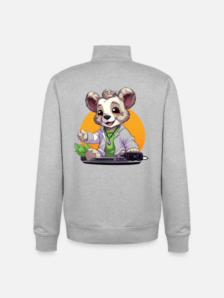 Tech-Koala Creator in retro look - Unisex Organic Zip Sweatshirt by Stanley/Stella - heather grey