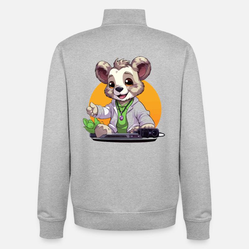 Tech-Koala Creator au look rétro - Sweat zippé unisexe en coton bio Stanley/Stella - gris chiné