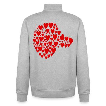 Dachshund Dogs - Head Heart - Unisex Organic Zip Sweatshirt by Stanley/Stella - heather grey - Back - AI Model Male 185 light (185cm)